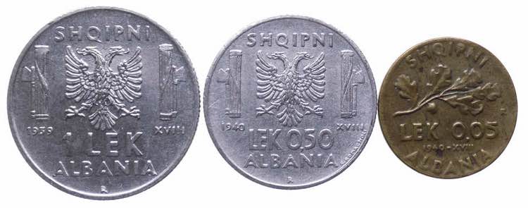 Lotto 3 monete: Albania - Vittorio ... 
