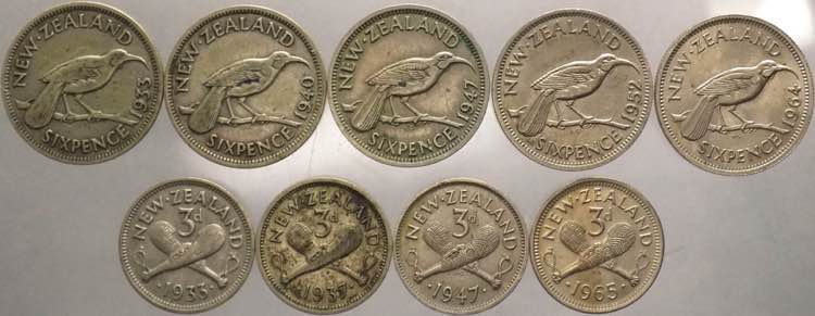 Nuova Zelanda - lotto di 9 monete ... 
