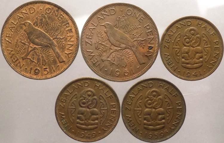 Nuova Zelanda - lotto di 5 monete ... 