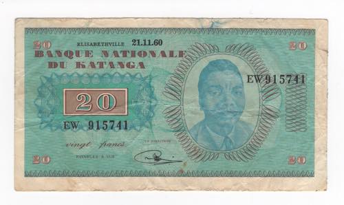 Katanga (Congo) - 20 franchi - ... 