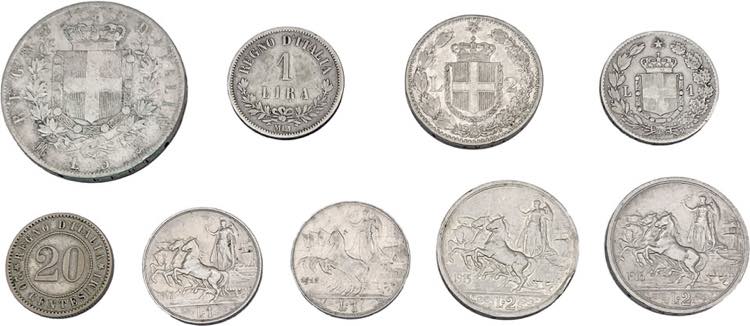 Regno dItalia - lotto di 9 monete ... 