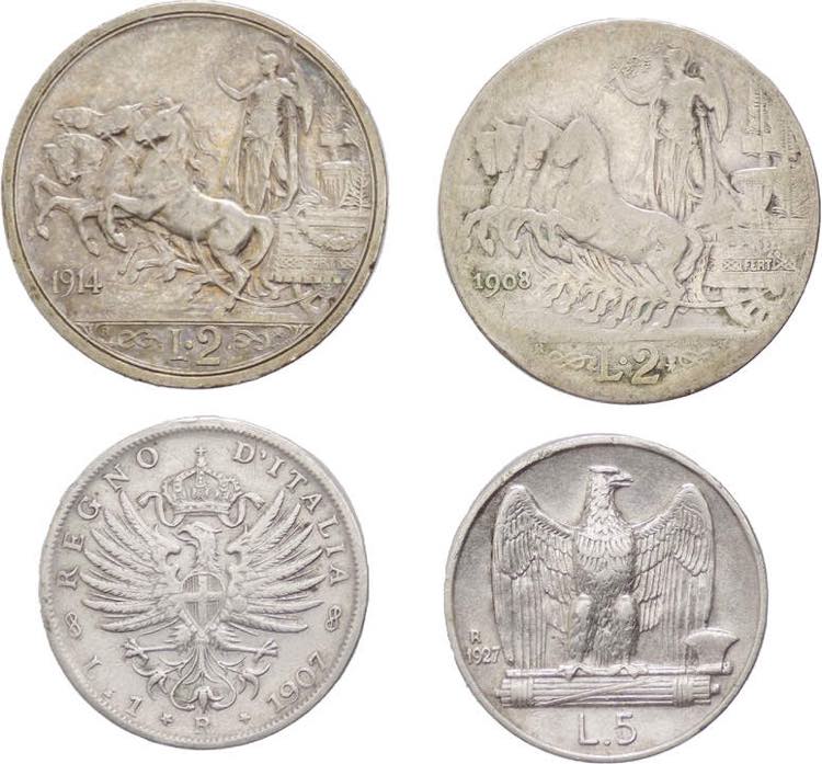 Regno dItalia - lotto di 4 monete ... 