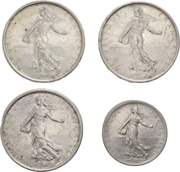 Francia -  lotto di 4 monete, anni ... 