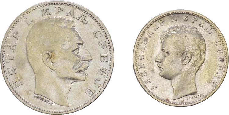 Serbia - lotto di due monete da 1 ... 