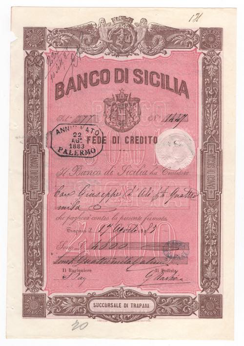 Regno dItalia - Banca di Sicilia ... 