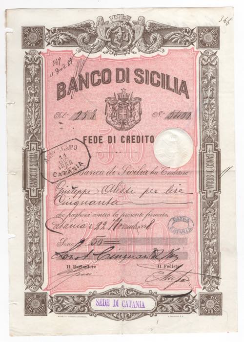 Regno dItalia - Banca di Sicilia ... 