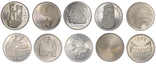 Svizzera - lotto di 10 monete da 5 ... 