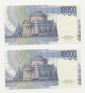 ITALIA - Lotto n.2 Banconote 10000 ... 