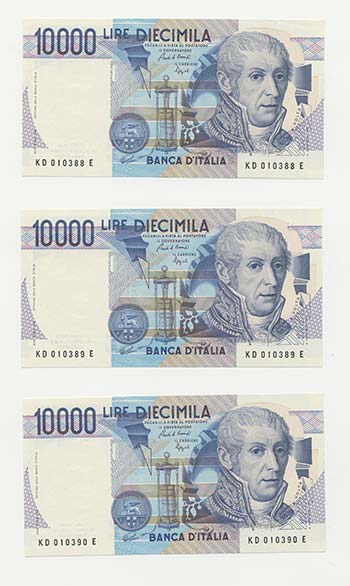 ITALIA - Lotto n.3 Banconote 10000 ... 
