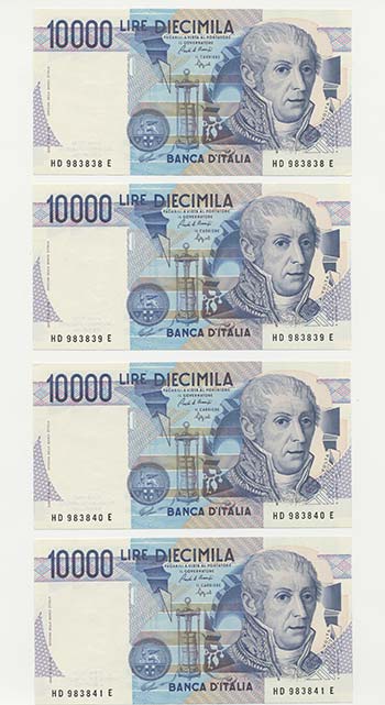 ITALIA - Lotto n.4 Banconote 10000 ... 