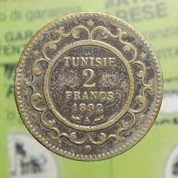 Tunisia - 2 francs 1892 A Paris
