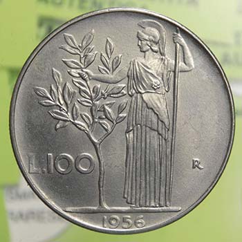 100 Lire Minerva 1956