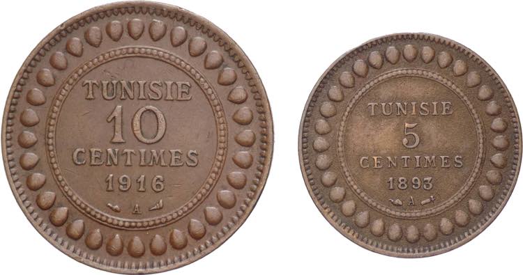 Tunisia - lotto di 2 monete da 5 ... 