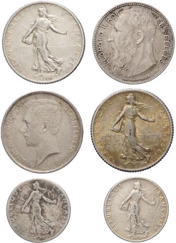 Lotto di 6 monete (Belgio e ... 