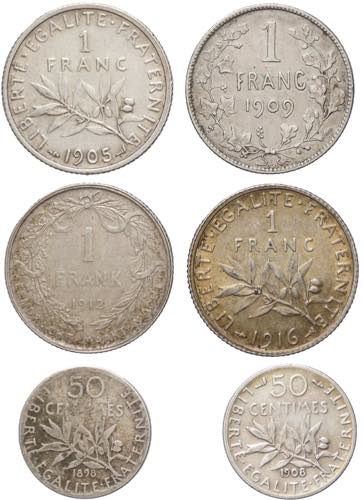 Lotto di 6 monete (Belgio e ... 