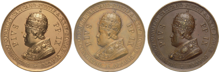 Trittico medaglie - Pio IX ... 