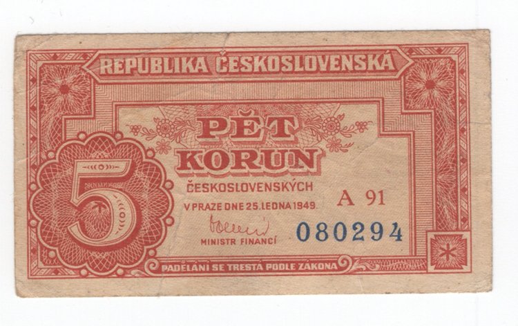 Cecoslovacchia - 5 Korun 1949 - ... 