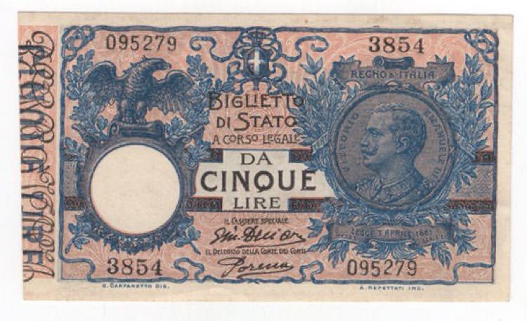 Biglietto di Stato da 5 Lire 1917 ... 