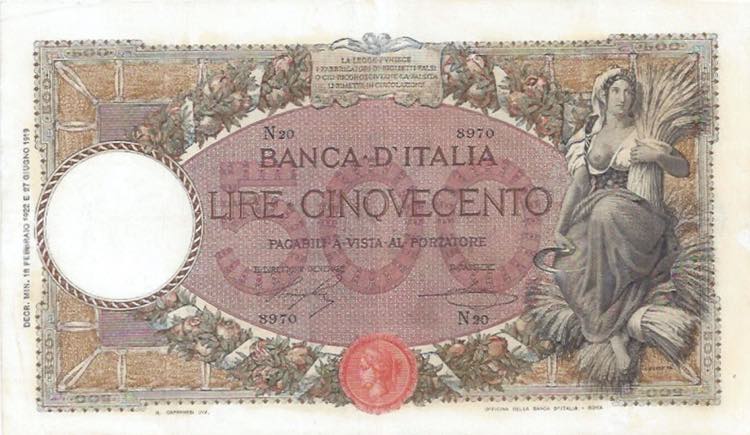 Repubblica - 500 Lire 18/02/1922 - ... 