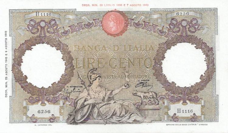 Repubblica - 100 Lire 23/08/1943 - ... 
