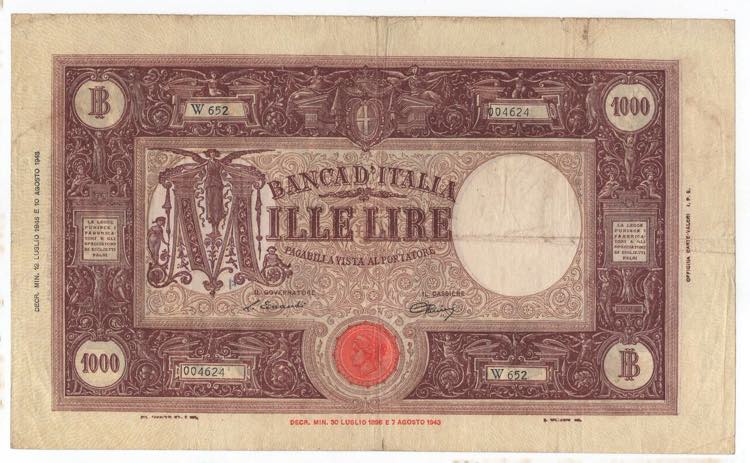 Repubblica - 1.000 Lire 12/07/1946 ... 