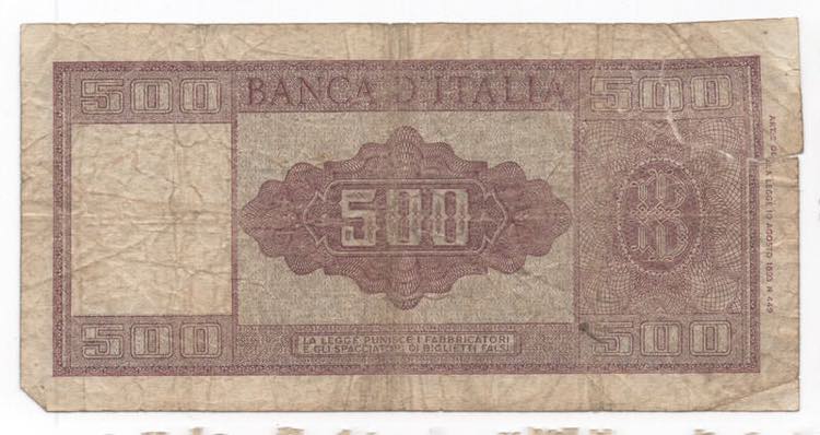 500 Lire decr. 14/08/1947 - ... 