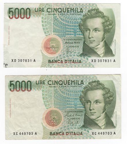 Repubblica - lotto di 2 banconote ... 