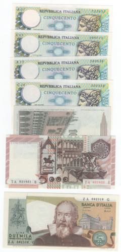 Repubblica - lotto 7 banconote - ... 