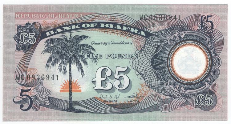 Banconota Biafra - 5 Pounds ND ... 