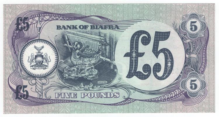 Banconota Biafra - 5 Pounds ND ... 