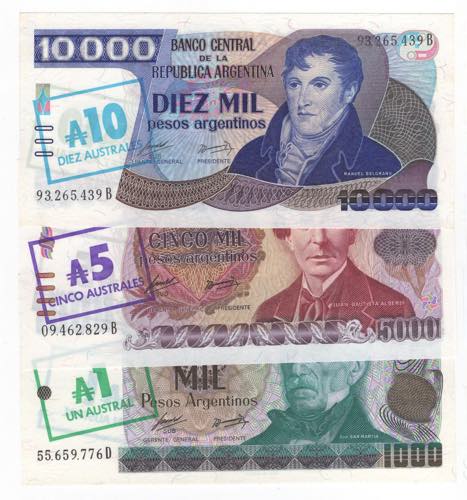 Argentina - lotto di 3 banconote