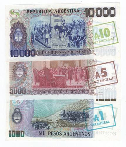 Argentina - lotto di 3 banconote