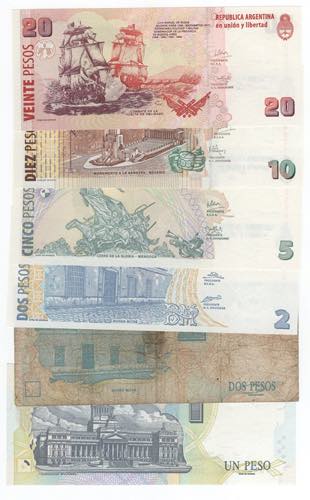Argentina - lotto di 6 banconote