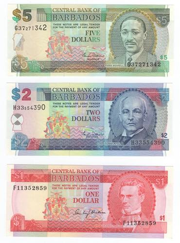 Barbados - lotto di 3 banconote