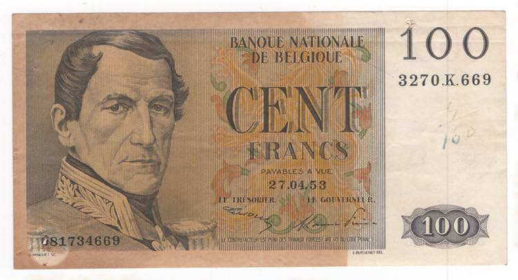 Belgio - 100 Franchi 1953 - P# 129b