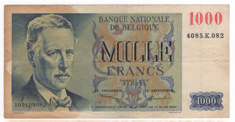Belgio - 1000 Franchi 1951 - P# 131