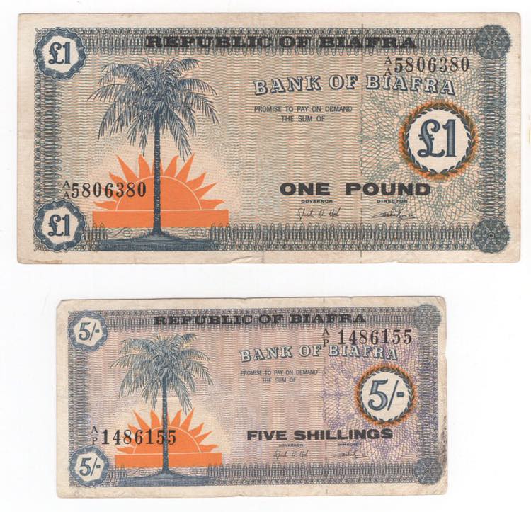 Biafra - lotto di 2 banconote