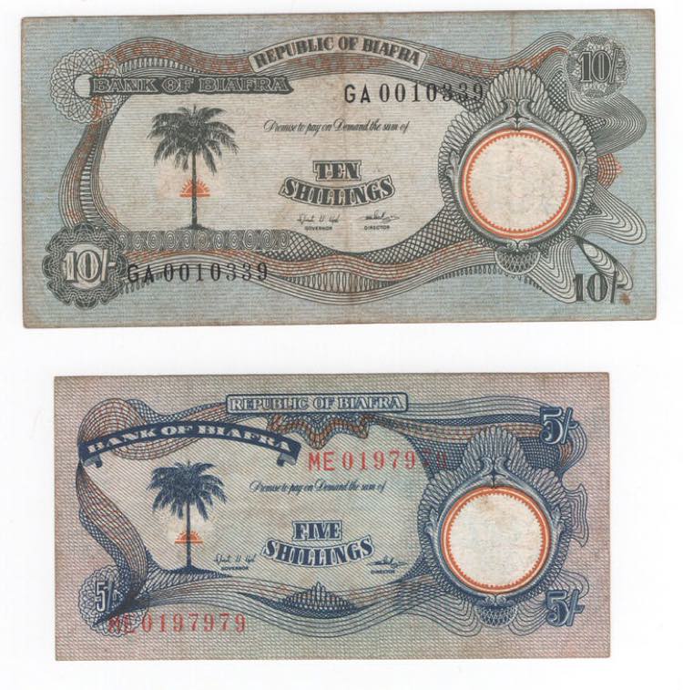 Biafra - lotto di 2 banconote