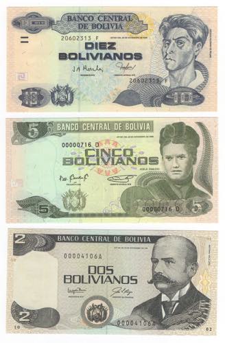 Bolivia - lotto di 3 banconote