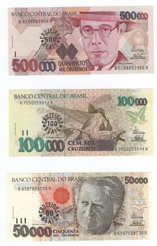 Brasile - lotto di 3 banconote