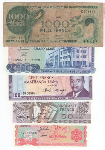 Burundi - lotto di 5 banconote