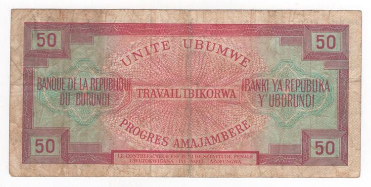 Burundi - 50 Franchi 1970 - P# 22b