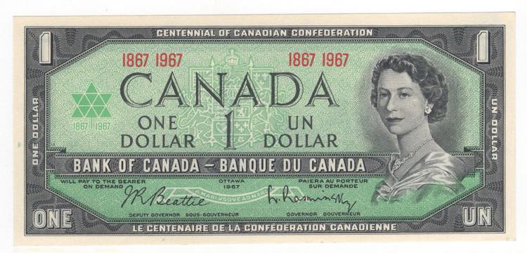 Canada  - 1 Dollar 1967-  P# 84a