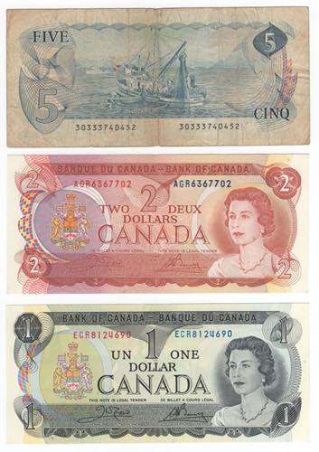 Canada - lotto di 3 banconote