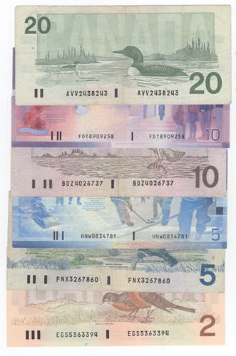 Canada - lotto di 6 banconote