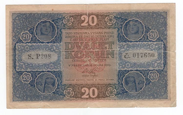 Cecoslovacchia - 20 Korun 1919 - ... 