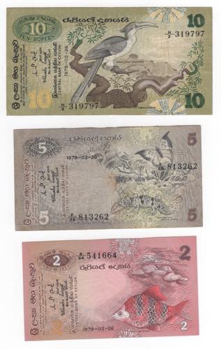 Ceylon - lotto di 3 banconote