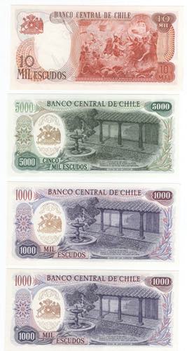 Cile - lotto di 4 banconote