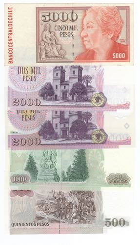 Cile - lotto di 5 banconote