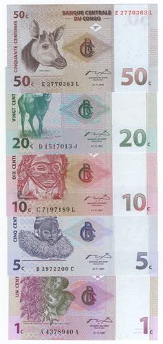 Congo - lotto di 4 banconote